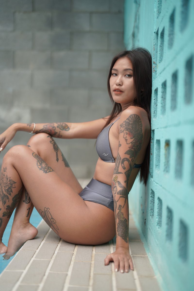 青石藍系列 前扣上衣 - 女泳衣/比基尼 - 聚酯纖維 
