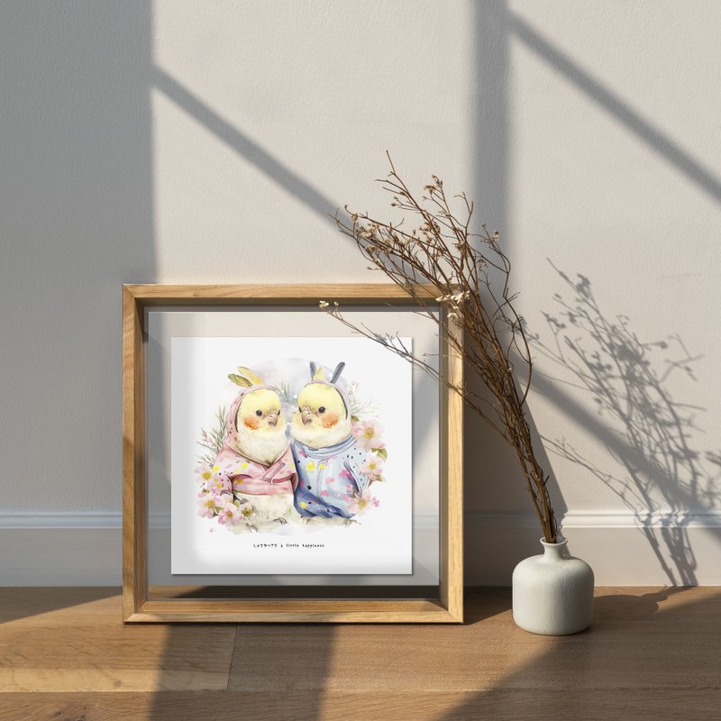 Rabbit cockatiel/photo frame painting/transparent photo frame/decoration - กรอบรูป - กระดาษ สึชมพู