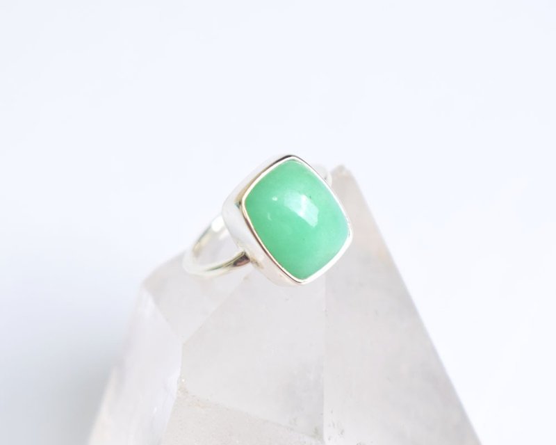 Muscat Green Chrysoprase Silver Ring - General Rings - Gemstone Green