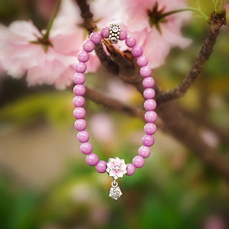 Sakura Violet Bracelet is not yet VISHI original American stone s925 sterling silver 珐琅 pendant bracelet temperament female - สร้อยข้อมือ - วัสดุอื่นๆ สีม่วง