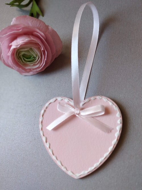 YourFloralDreams Hanging pink heart with white ornaments MOTHERS DAY gift Love decor Wedding