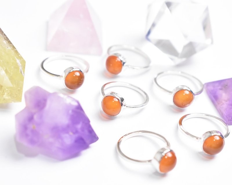 carnelian silver ring - แหวนทั่วไป - เครื่องเพชรพลอย สีส้ม