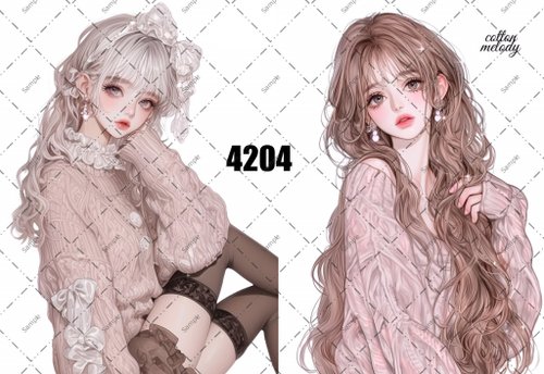 cotton-melody original sticker no.4204 人物ステッカー オリジナルステッカー オリジナル人物ステッカー 裝飾ステッカー cotton melody