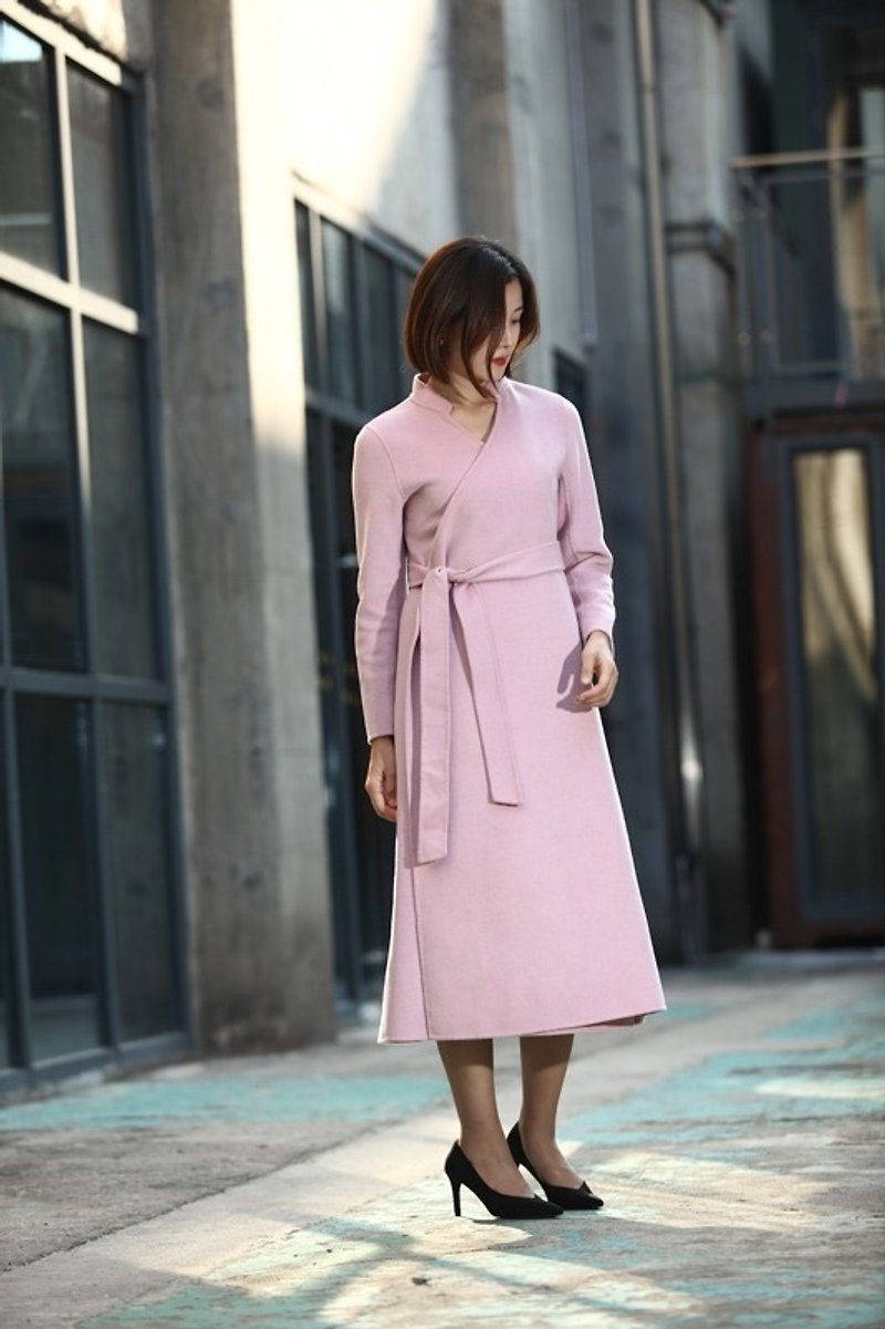 Product. Xiangyun yarn 2017 winter new double-sided cashmere coat cherry blossom snow - เสื้อแจ็คเก็ต - ขนแกะ สึชมพู