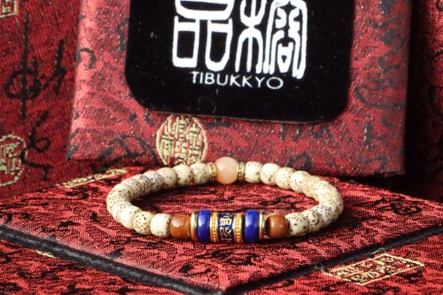 TIBUKKYO德榕藏品 精品星月菩提子 5x6mm桶珠 景泰藍六字箴言隔珠 佛珠 念珠 手鍊