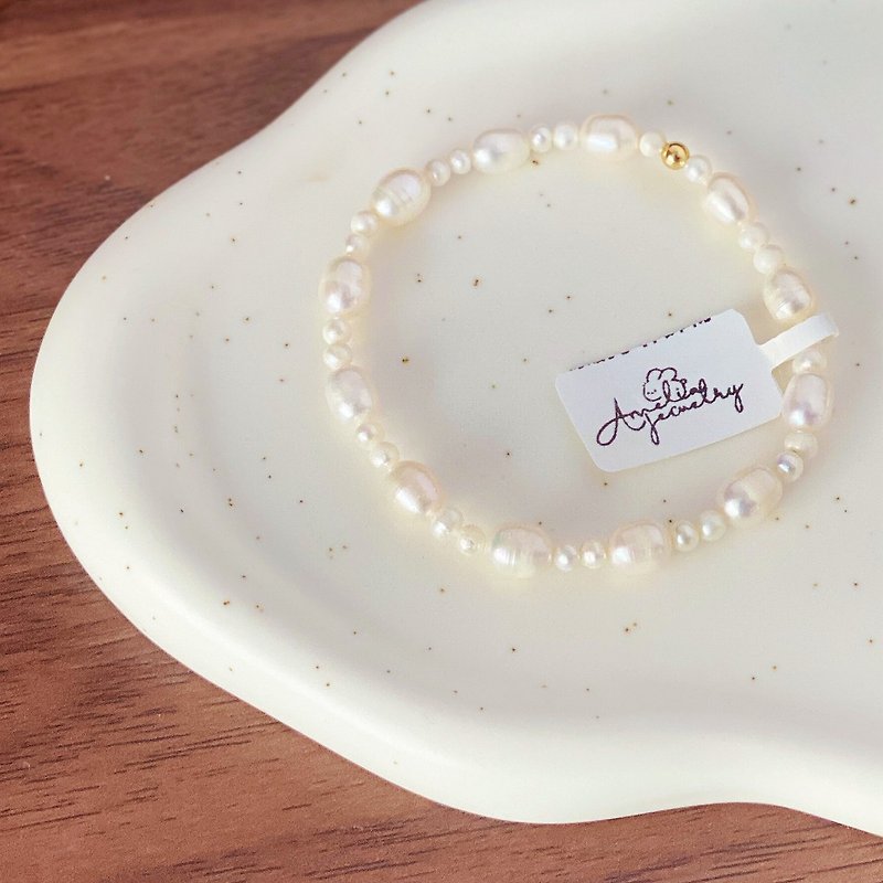 Amelia Jewelry丨ドリームウェディング丨天然淡水パールオリジナルデザインブレスレット - ブレスレット - 真珠 ホワイト