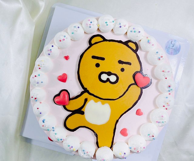 Ryan Bear birthday cake shape cake custom cartoon hand-painted 6 8 inch face -to-face - Shop gjdessert Cake & Desserts - Pinkoi