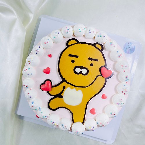 GJ.cake 萊恩熊 生日蛋糕 造型蛋糕 客製 卡通 手繪 滿周歲 6 8吋 面交