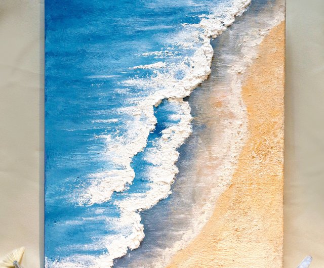 テクスチャーアート・海＊スクエアキャンバスアクリル画抽象画