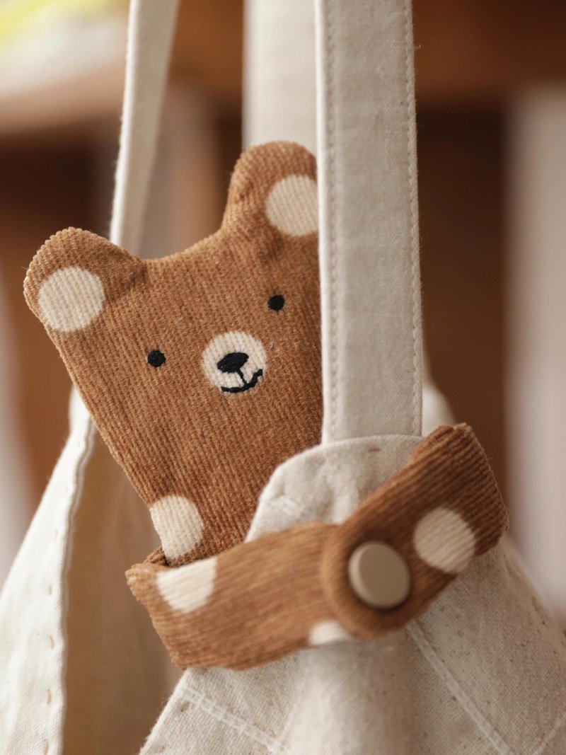 Handmade cloth original design healing bag pendant cute hug bear carry-on bag - Charms - Cotton & Hemp Brown