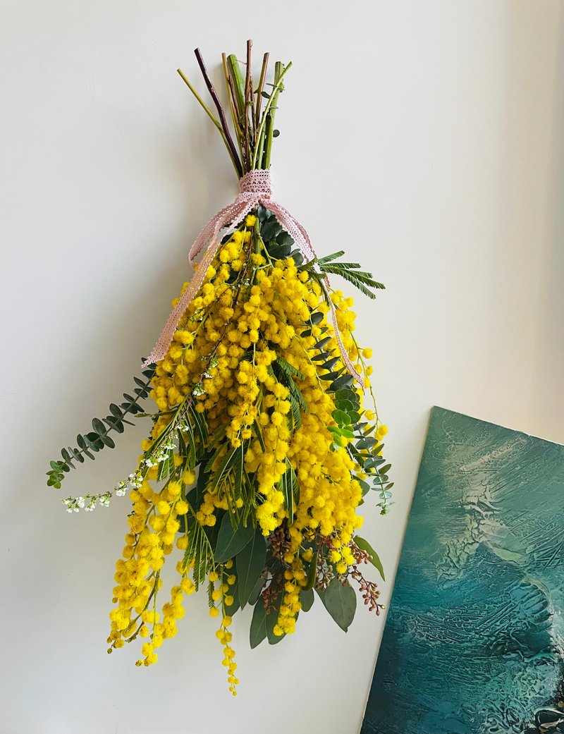 A Burst of Sunshine- Acacia upside down bouquet/Mimosa Swag - อื่นๆ - พืช/ดอกไม้ สีเหลือง