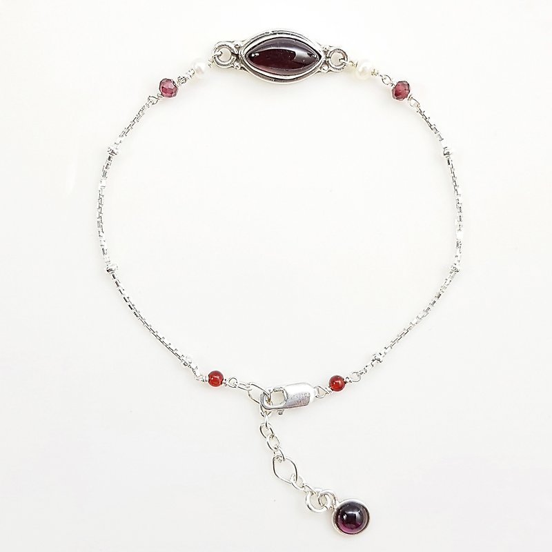 Whispering Stone Sterling Silver Bracelet - Bracelets - Gemstone Red