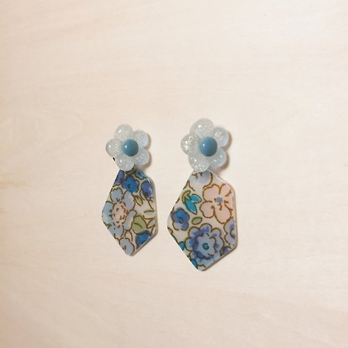 鳥嶼 Niaoyoo 復古藍花花布可拆式耳環