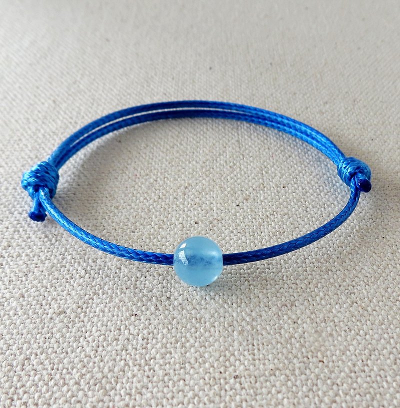 Lucky pray [lucky stone] seawater blue treasure Korea wax bracelet*3* - สร้อยข้อมือ - เครื่องเพชรพลอย สีน้ำเงิน