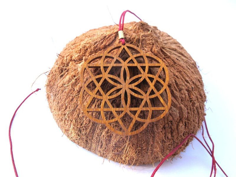 Merkaba Star Wood Necklace Golden Color - 項鍊 - 木頭 金色