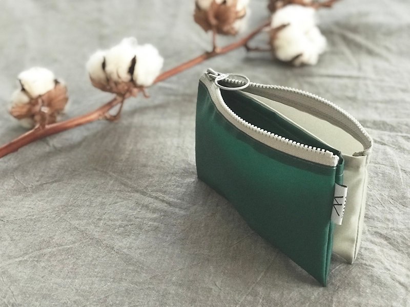 Palm Size Bicolor Mini Wallet / GREEN × GRAY - กระเป๋าสตางค์ - ไนลอน สีเขียว