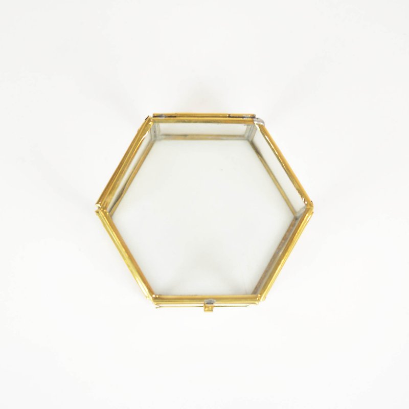 Grandma's Glass Box - Hexagon - Medium - Fair Trade - กล่องเก็บของ - แก้ว ขาว