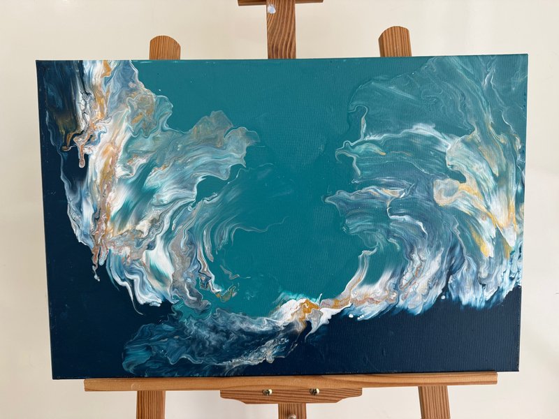 流體藝術 • 擺佈畫作 • 抽象原創丙烯酸畫擺佈畫作 - 海報/掛畫/掛布 - 棉．麻 藍色