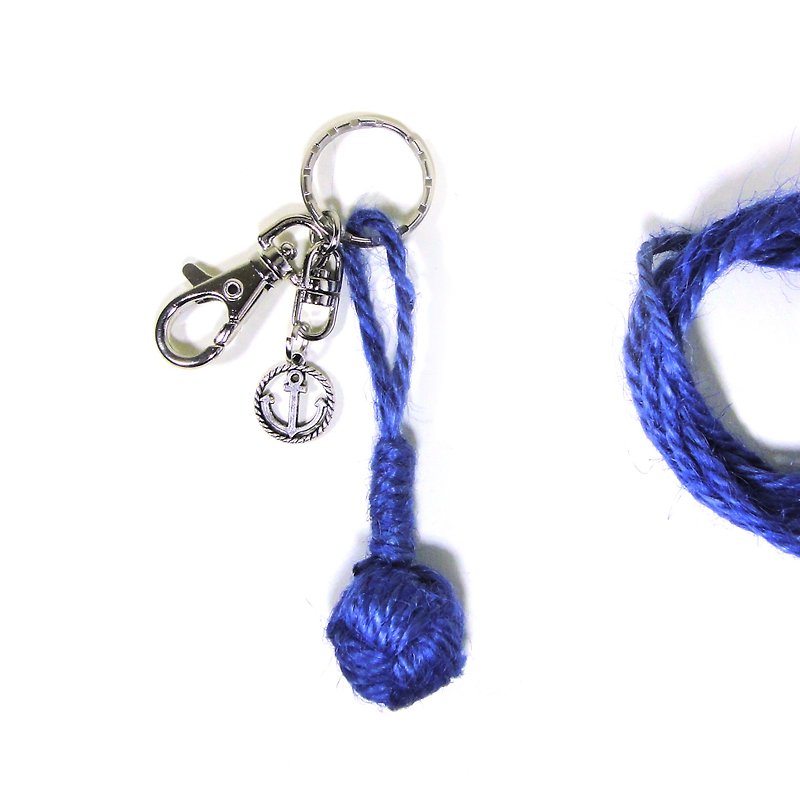 Anne's Handmade 安妮手作 | 手工製作 水手結 鑰匙圈-藍色 - 鑰匙圈/鎖匙扣 - 棉．麻 藍色
