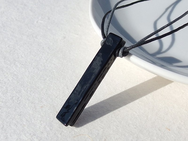 シンプルガラス(シンプル【ブラック】)ネックレス 【受注制作】 - 項鍊 - 玻璃 黑色