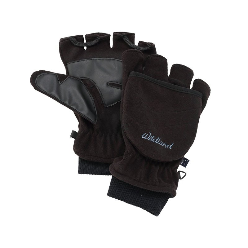 [Wildland Wilderness] Windproof Warm Flip Gloves Neutral Black W2012-54 - Gloves & Mittens - Polyester Black