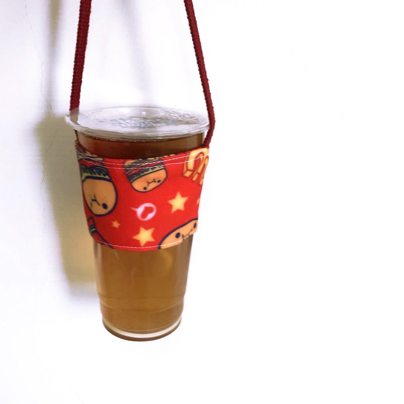 飲料杯套 1212玩樂設計 - 漢堡多多 - 杯袋/飲料提袋 - 棉．麻 紅色