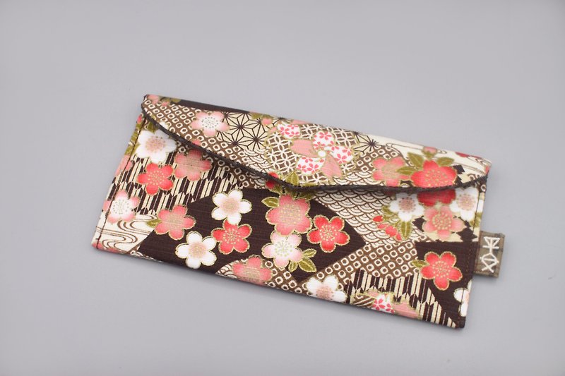 平安紅包-花開富貴(咖),日本燙金布,紅包袋,存摺,手機 - 其他 - 棉．麻 咖啡色