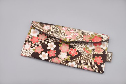 Pink Ann 平安 平安紅包-花開富貴(咖),日本燙金布,紅包袋,存摺,手機