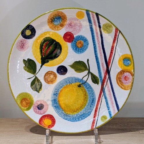 イタリア製ハンドメイド陶器 POP ポップアート大皿 27cm