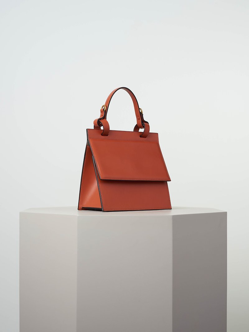 TRIANA 22 Handbag - Genuine cow leather handbag - Brick Orange - 手提包/手提袋 - 真皮 橘色