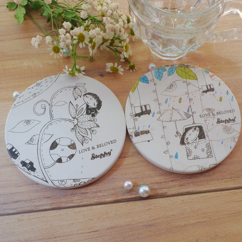 [Customized gift] Childhood childlike fresh literary ceramic coaster I illustration coaster - ที่รองแก้ว - ดินเผา 