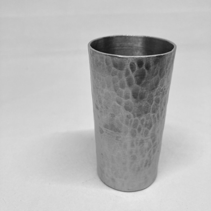 Sake cup/shochu cup/basic long pure tin wine cup (large cup), hand-forged pure tin cup made by Qing Metallurgist - แก้วไวน์ - โลหะ 