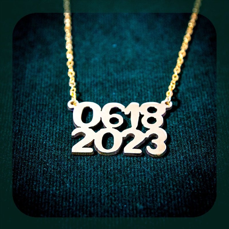 Amore Accessories : Customize 2 step number Necklace - 項鍊 - 銅/黃銅 銀色