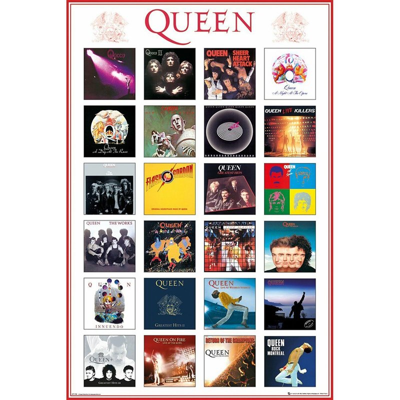 【Queen】Collection of 24 Imported Posters featuring Classic Album Covers. - Posters - Paper Multicolor