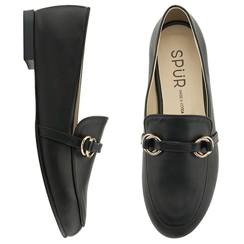 PRE-ORDER - SPUR Ring belt loafer MF9008 BLACK - รองเท้าอ็อกฟอร์ดผู้หญิง - หนังเทียม สีดำ
