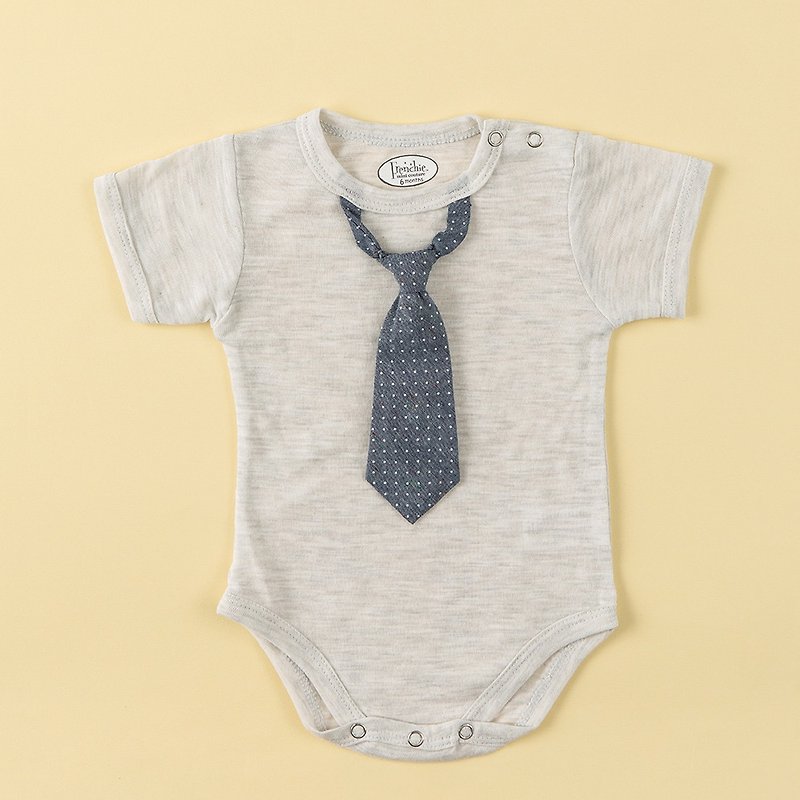 美國Frenchie MC 男嬰連身衣 - 雷恩葛斯淋(短袖) - 嬰兒連身衣/包被/包巾 - 棉．麻 灰色