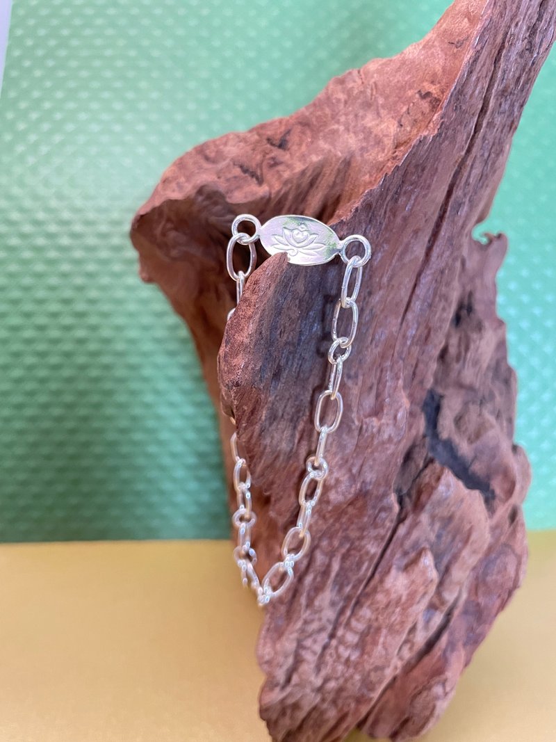 999 sterling silver bracelet, handmade silver ornament chain, 5mm wide, adjustable chain length - สร้อยข้อมือ - เงินแท้ สีเงิน