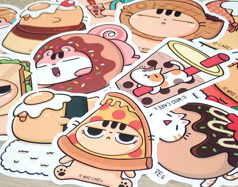 Waterproof Big Sticker - Cat's Travel Food (12 in total) - สติกเกอร์ - กระดาษ 