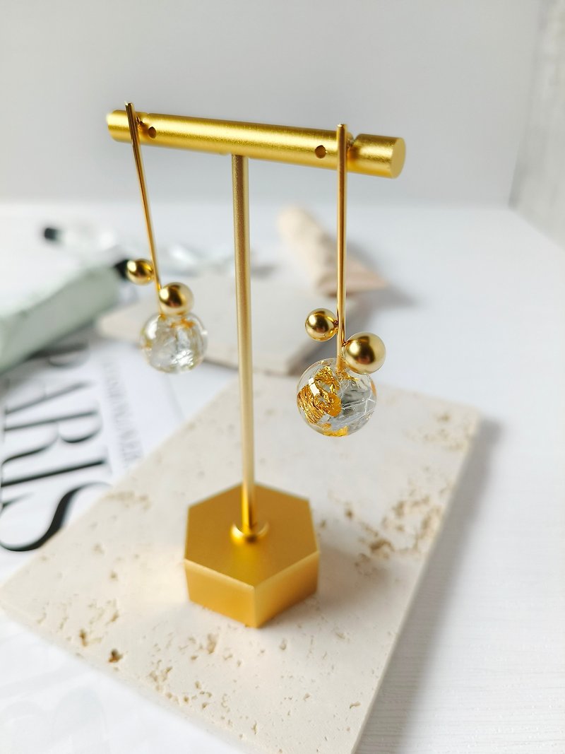 Clear Bobo Ball Earrings - Earrings & Clip-ons - Resin Gold