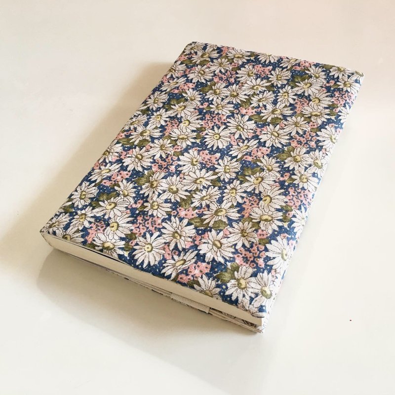 海上野菊  純亞麻  可調節式書衣 A5 厚度可調 - 書衣/書套 - 棉．麻 藍色