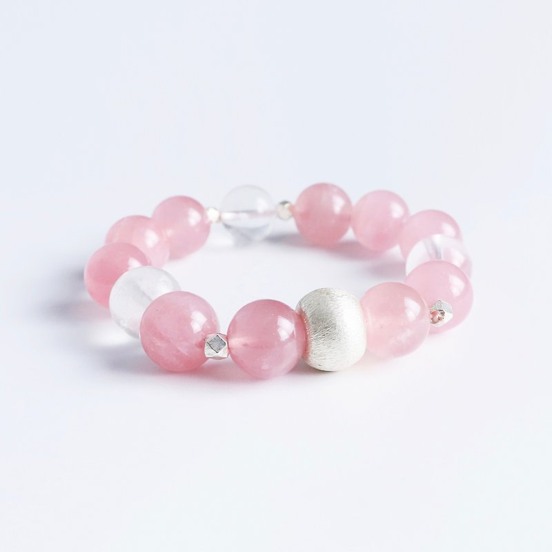 Rose Quartz and Quartz bead bracelet for zodiac Virgo - Bracelets - Stone Pink