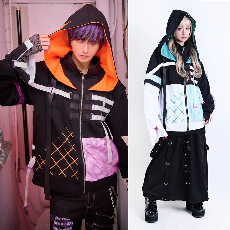 原創繪師柴染聯名東方浮夢錄神獸蛟龍妖狐尾巴連帽外套【JJ4079】 - 男夾克/外套 - 棉．麻 