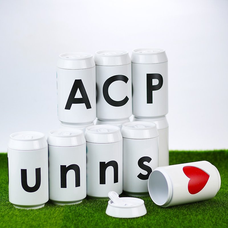 PLAStudio-Eco Can-280-Alphabet Series-Made from Corn - Cups - Eco-Friendly Materials White