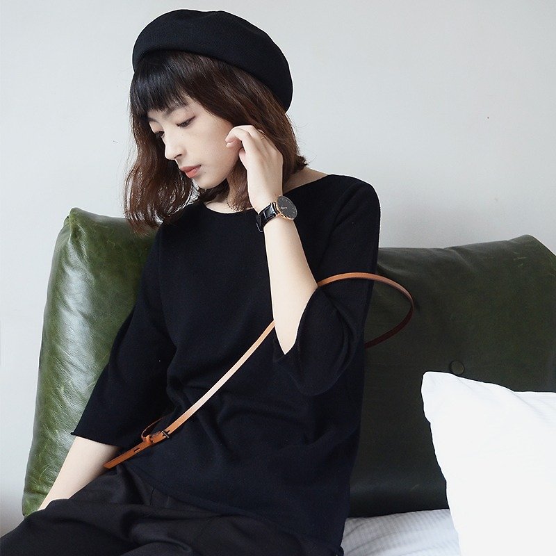 美麗諾復古羊毛衫-黑色|羊毛衫|澳洲美麗諾羊毛|獨立品牌|Sora-47 - 女毛衣/針織衫 - 羊毛 黑色