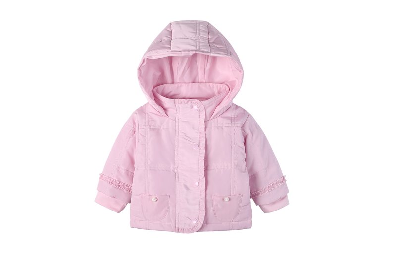 Baby quilted hooded jacket pink series new autumn and winter style - Coats - Polyester Pink