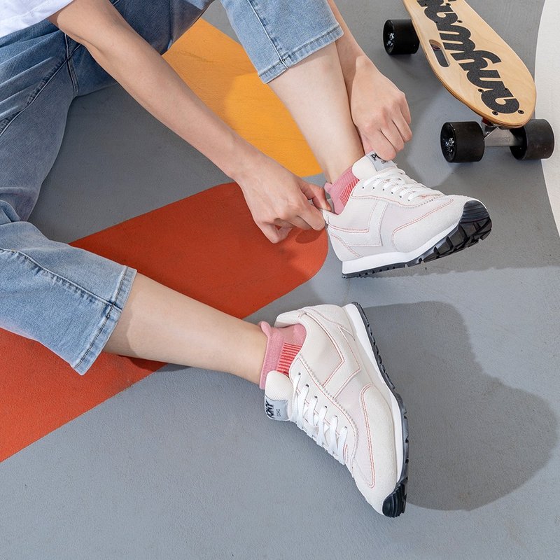 【虹Niji】雙側減壓運動襪-霞光粉-船型-M-除臭/厚底 - 襪子 - 棉．麻 