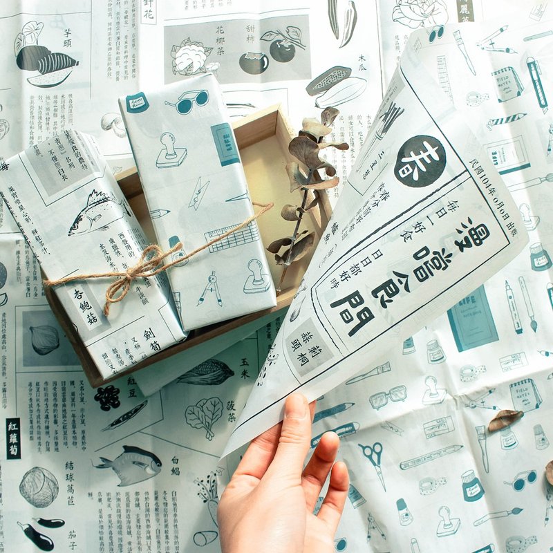 好事生活 / 雙面禮物包裝紙 - 復古報紙 - 包裝材料/包裝紙 - 紙 白色