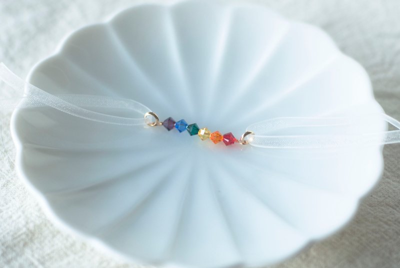 Rainbow Ribbon Necklace/LGBTQ+Rainbow Pride - Chokers - Crystal Multicolor