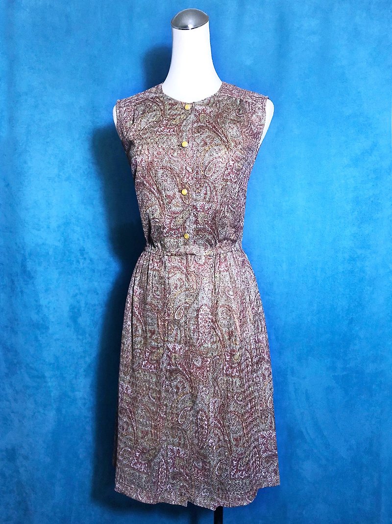 Totem knit sleeveless vintage dress / brought back to VINTAGE abroad - One Piece Dresses - Polyester Pink