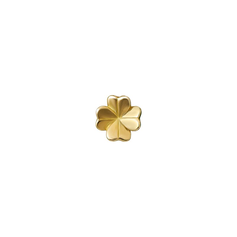 【Second Earrings】 18K 黃金四葉草單隻耳環 - 耳環/耳夾/耳骨夾 - 貴金屬 